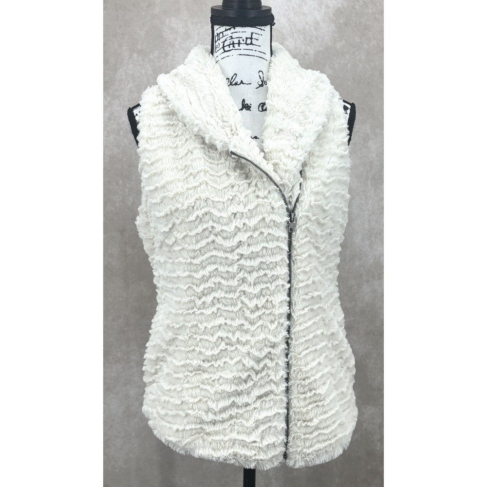 Patagonia Pelage Fleece Vest‎ Womens Size Medium Ivory Curly Faux Fur Full Zip
